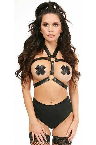 Black/Gold Vegan Leather Body Harness