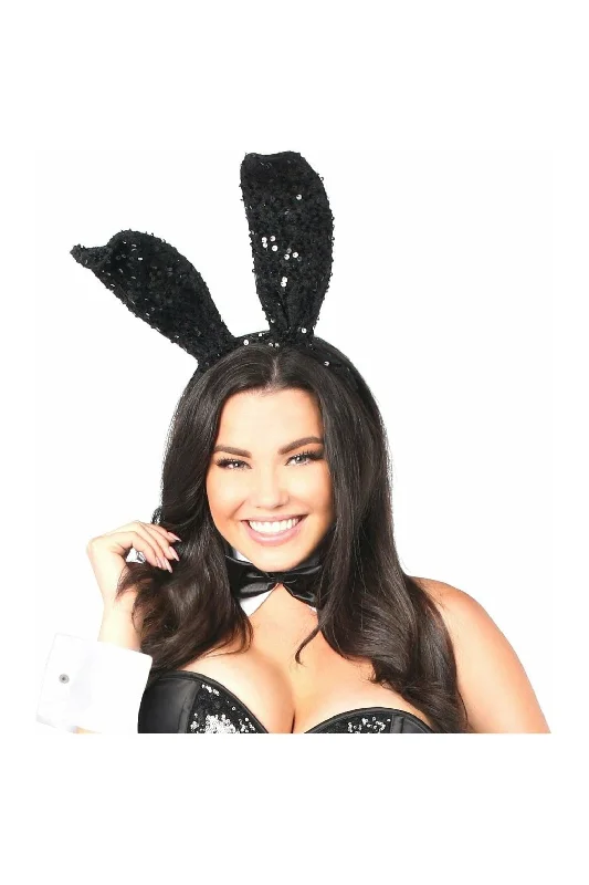 Black Sequin Bunny Ears