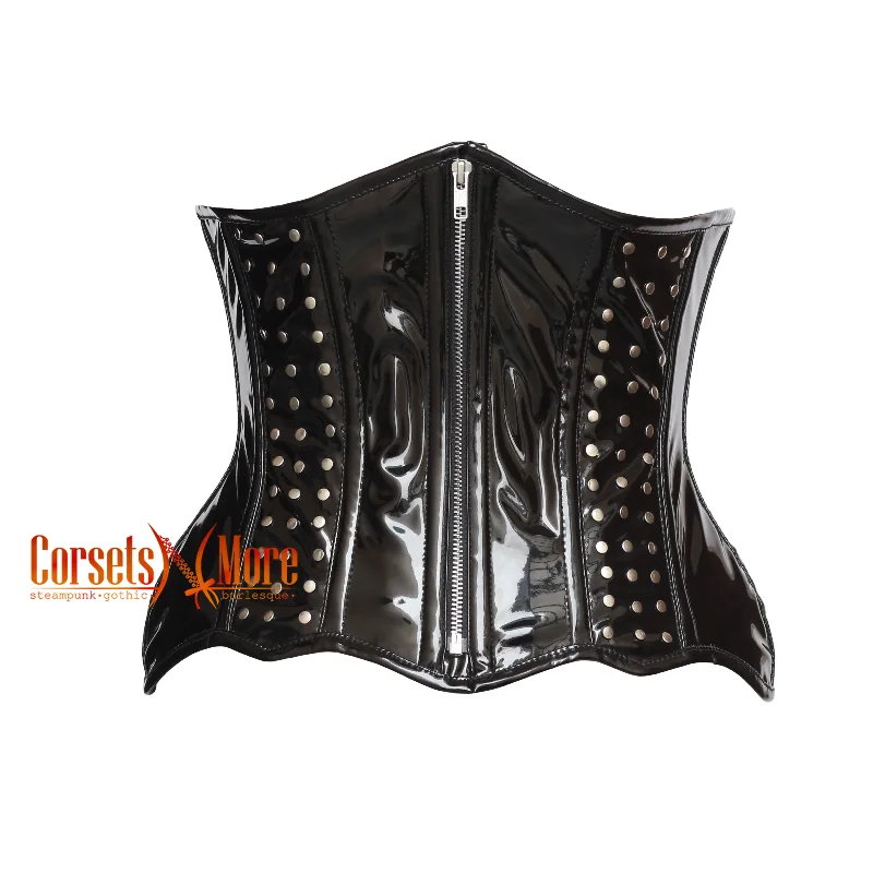 CorsetsNmore Women’s Black PVC Leather Gothic Steampunk Costume  Underbust Corset