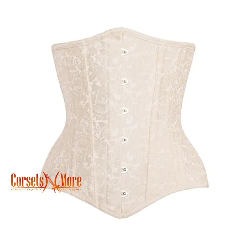 CorsetsNmore Women’s Ivory Brocade Steampunk Underbust  Bustier Corset