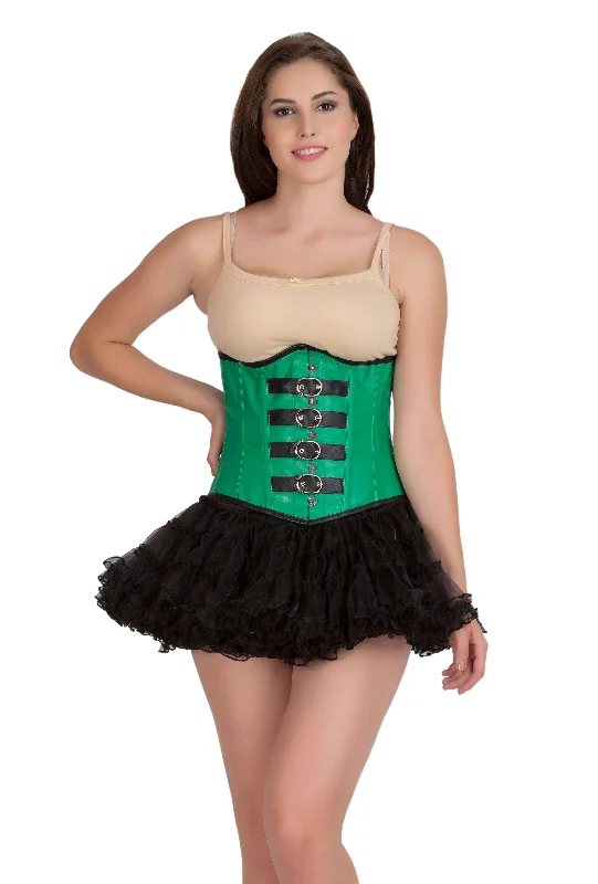 Green Faux Leather Gothic Steampunk Waist Training Bustier Underbust Corset Top