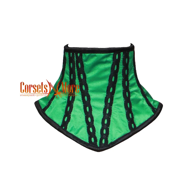 Green Satin Lace Up Gothic Steampunk Neck Corset Posture Collar