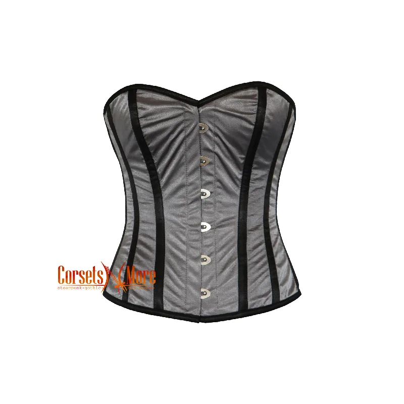 Grey And Black Gothic Overbust Corset Steampunk Costume