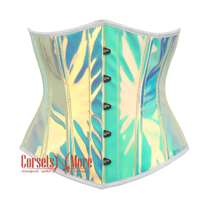 Holographic Leather Waist Cincher Bustier Underbust Corset