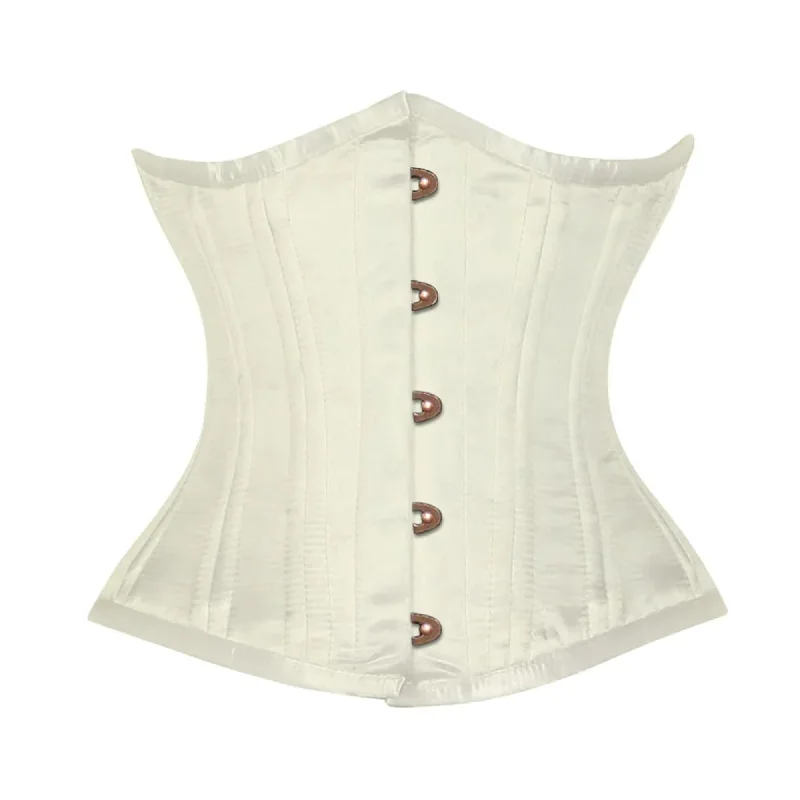 Ivory Satin Double Bone Front Antique Busk Gothic Underbust Bustier Corset