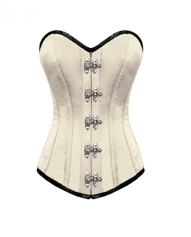 Ivory Satin Seal Lock Gothic LONGLINE Plus Size Overbust Corset Waist Training