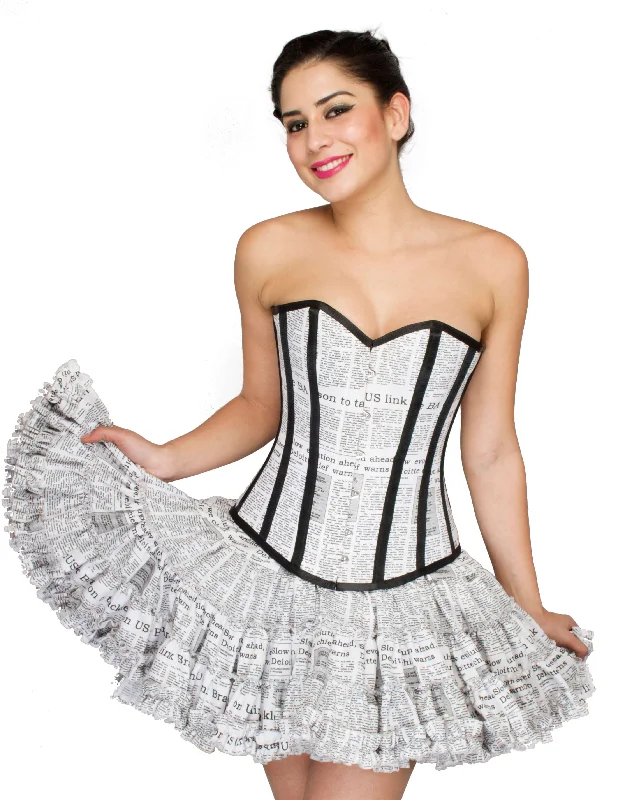 Newspaper Printed Cotton Overbust Corset Top