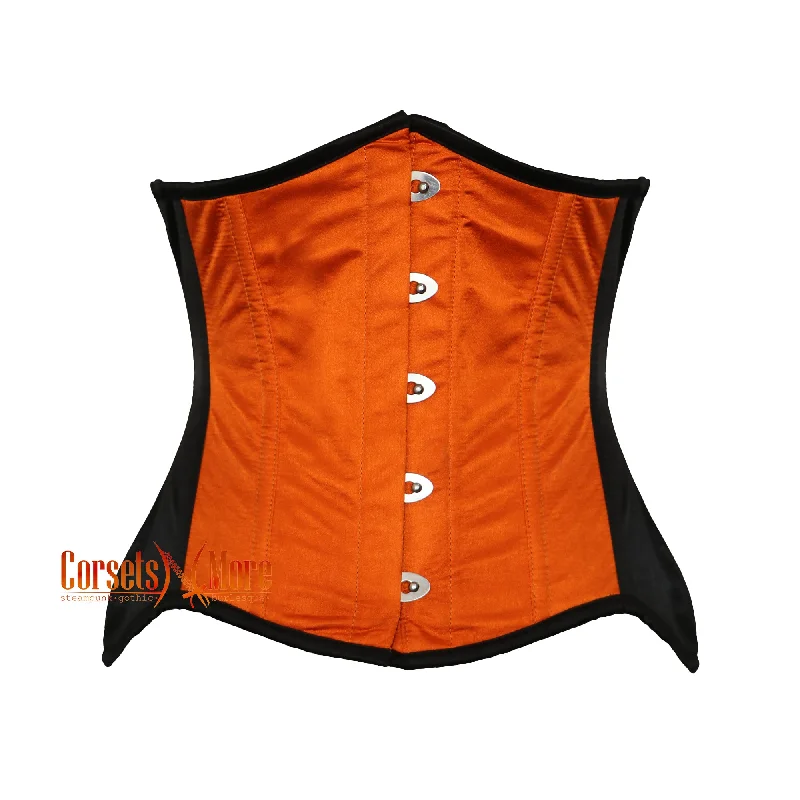 Orange and Black Satin Gothic Underbust Waist Training Corset Christmas Costume