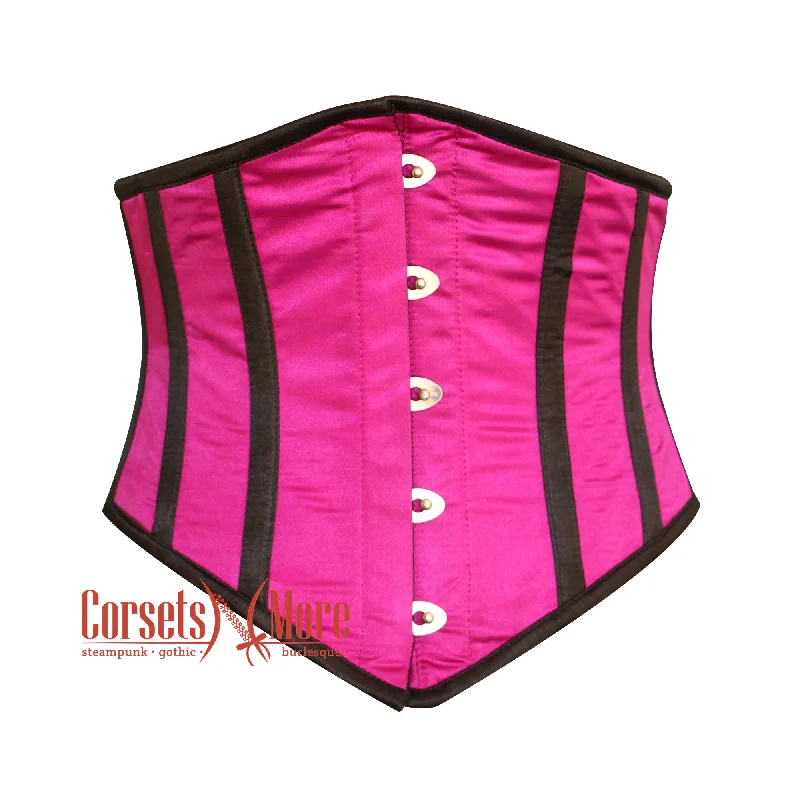 Purple And Black Satin Gothic Underbust Waist Trainer Corset Bustier Top