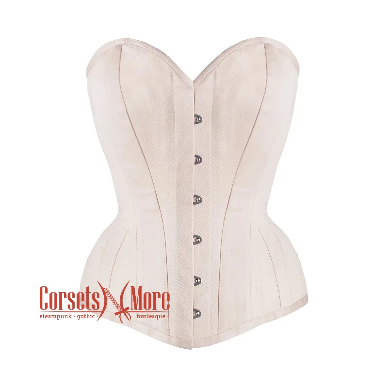 Plus Size  Nude Color Cotton Waist Training Corset Gothic Overbust Bustier Top