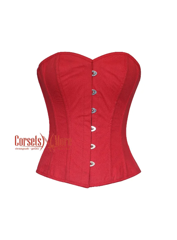 Plus Size Red Cotton Corset Gothic Costume Overbust Bustier Top