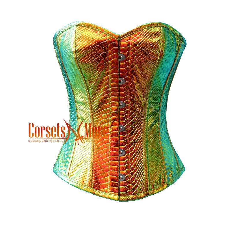 Plus Size Snake Texture Leather Gothic Overbust Corset Steampunk Costume