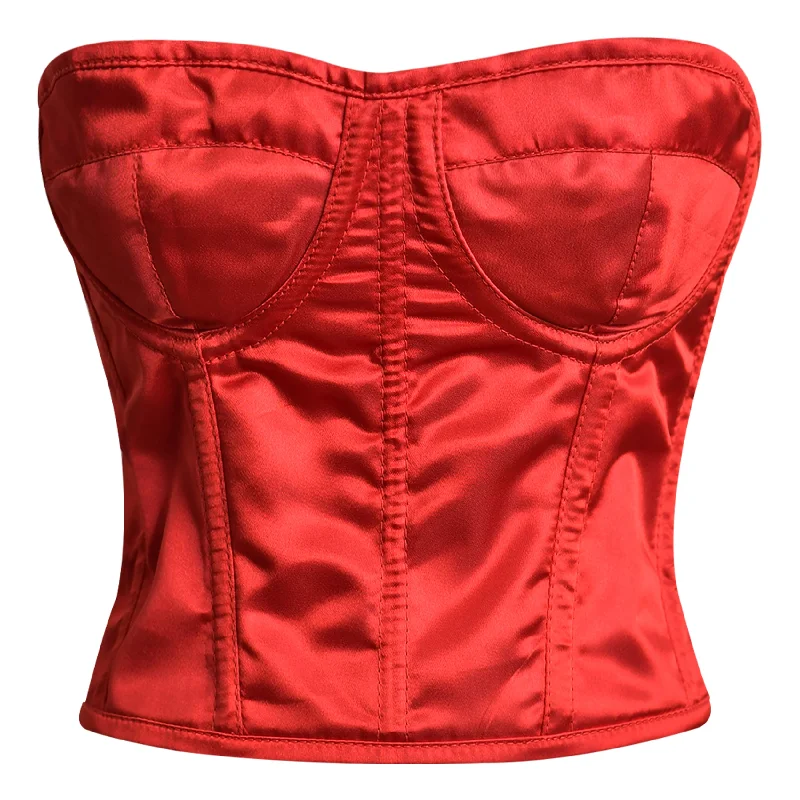 Red Satin corset top - Overbust Corset