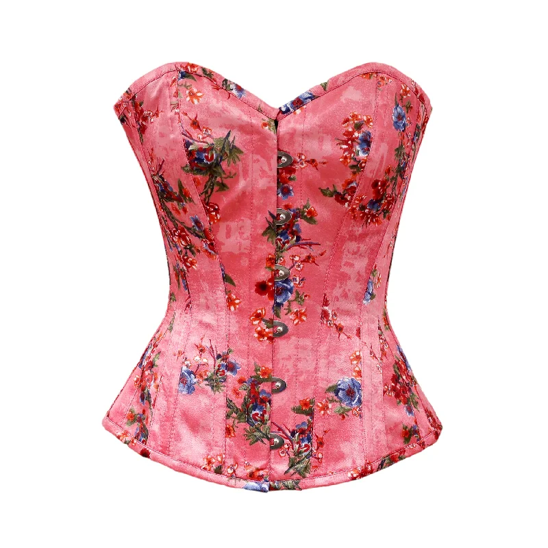 Russo Floral Print Satin Overbust Corset