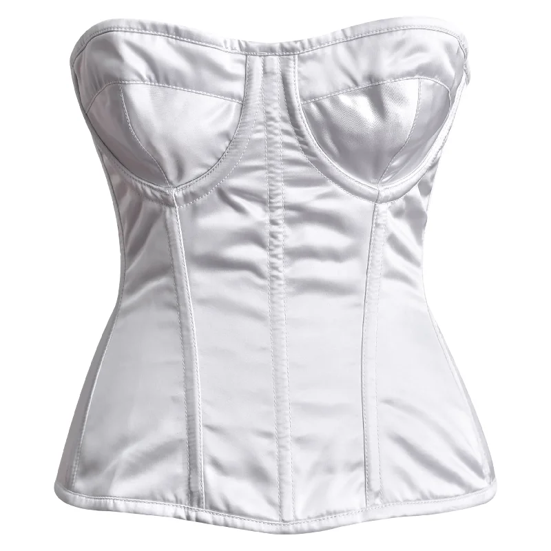 White Satin corset top - Overbust Corset