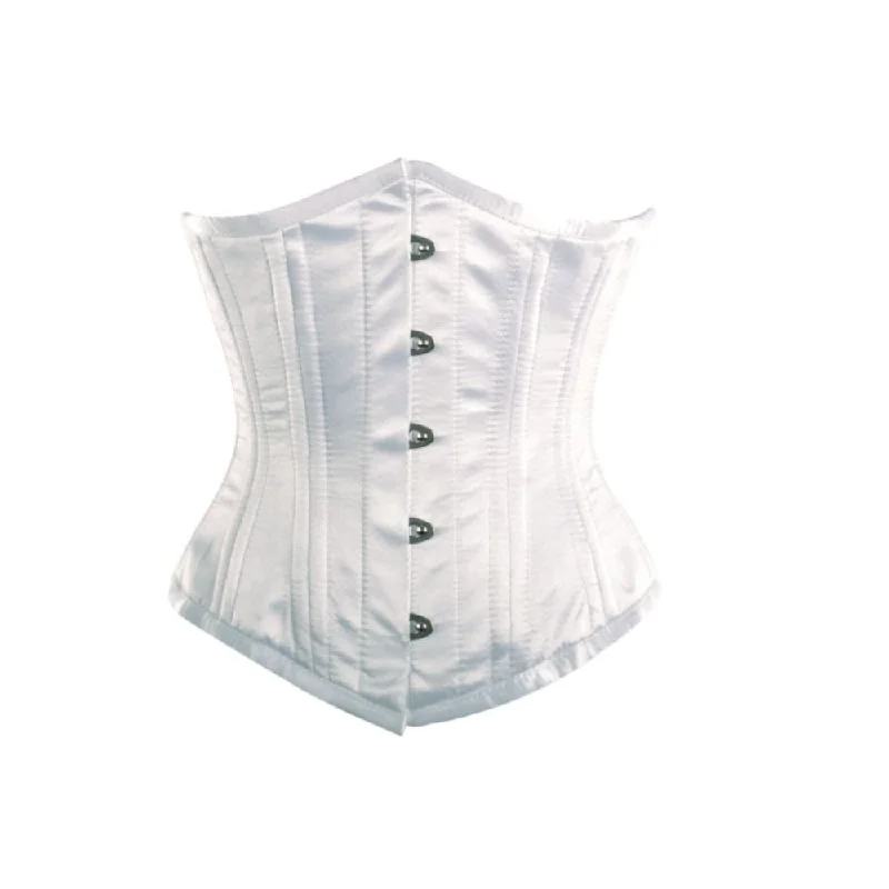 White Satin Double Bone Underbust Bridal Plus Size Corset Waist Trainer Burlesque Costume