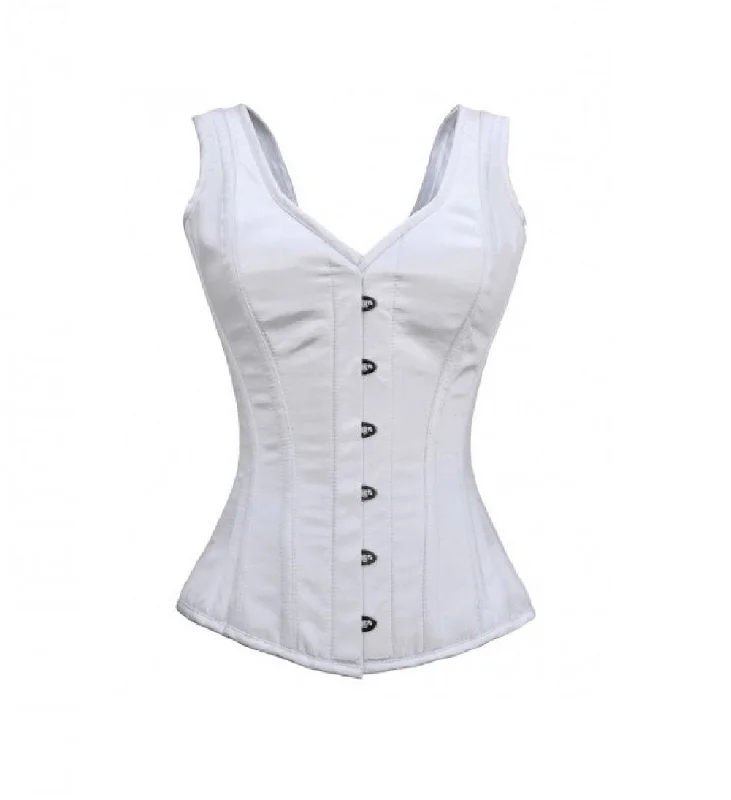 White Satin Shoulder Strap Gothic Plus Size Overbust Corset