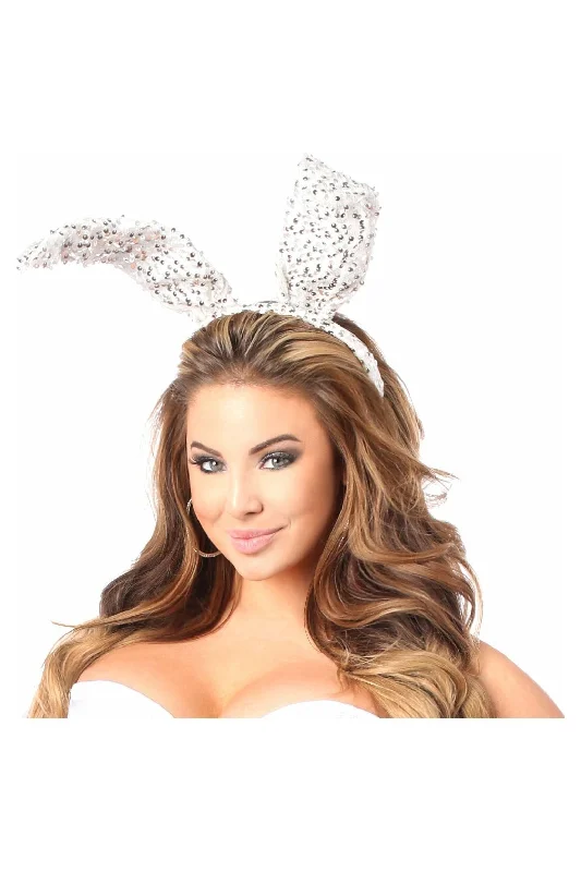 White Sequin Bunny Ears