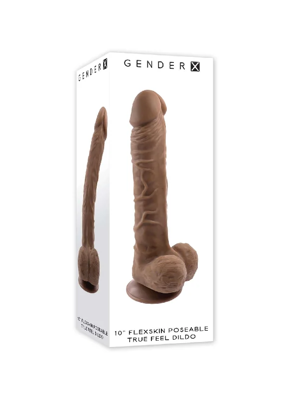 Experience Realistic Sensations with the Gender X 10 Inches Poseable Flexskin True Feel Dark Dildo