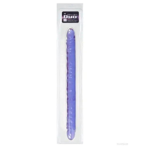 17" Slim Jim Duo Veined Super Slim Dong - Reflective Gel Purple