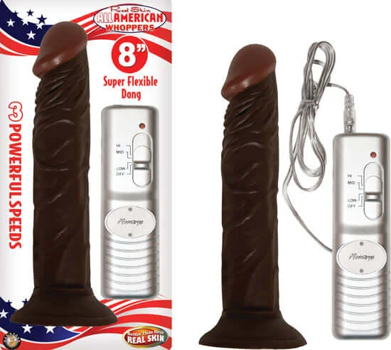 Afro American Whopper Vibrating 8 inches Brown Dong