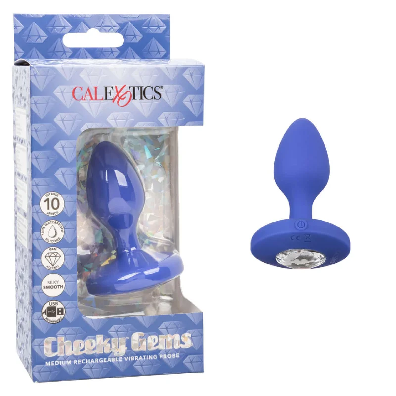 Cheeky Gems Vibrating Probe Medium Blue – Rechargeable Silicone Anal Probe