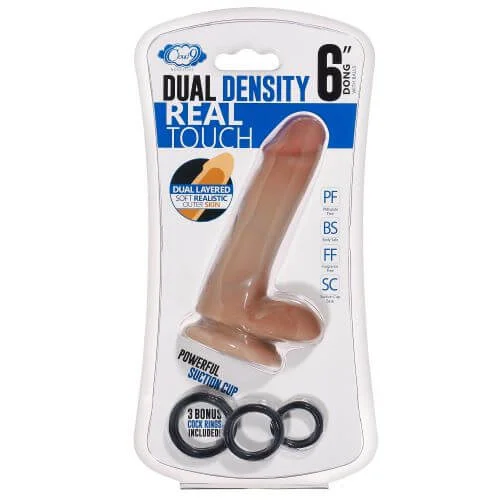 Cloud 9 Dual Density 6 inches Dildo Real Touch Realistic Painted Veins with Balls Tan Mocha