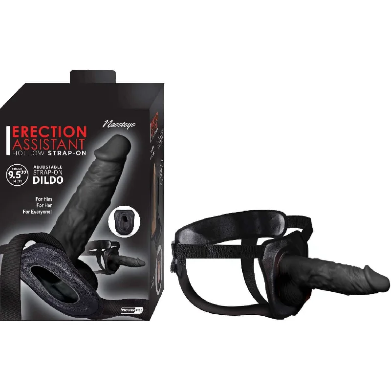 Erection Assistant Hollow Strap On 9.5 inches Black