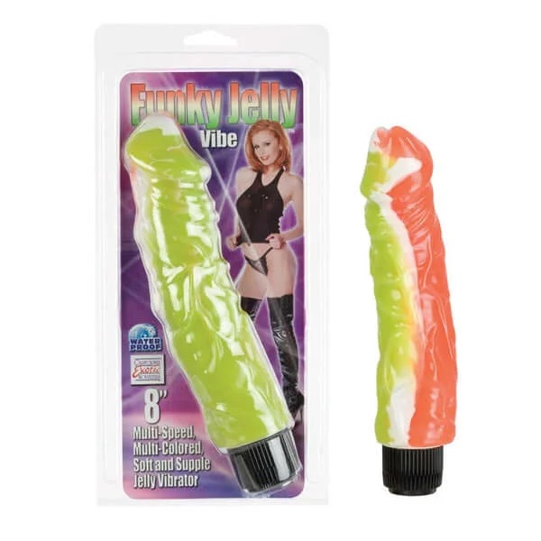 Funky Jelly Vibe 8" Orange/Green - Unique Multi-Speed Vibrator