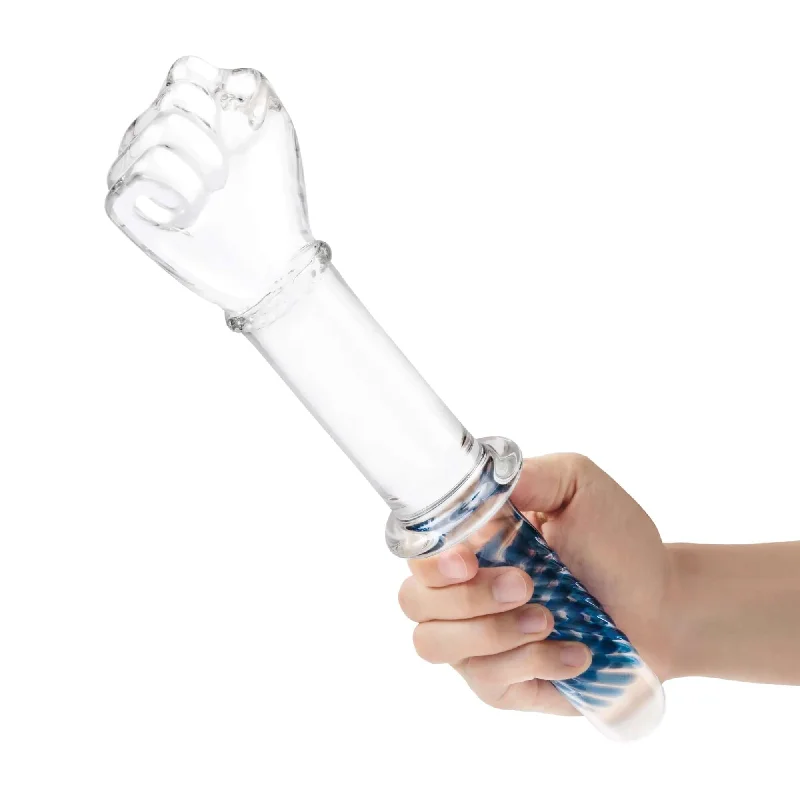 Gläs 11 Inch Glass Fist Double Ended Dildo with Handle Grip - Textured, Ergonomic Design