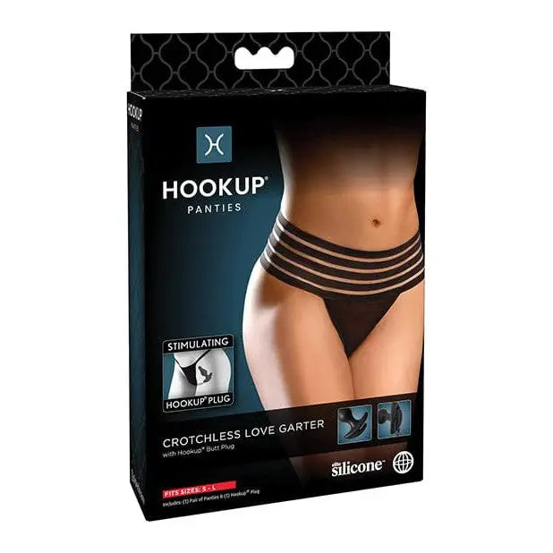 Hookup Panties Crotchless Love Garter Black