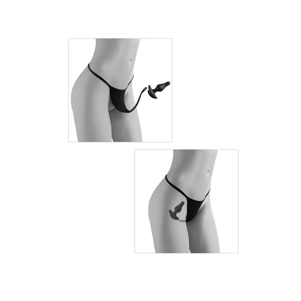 Hookup Panties Crotchless Pleasure Pearls Black