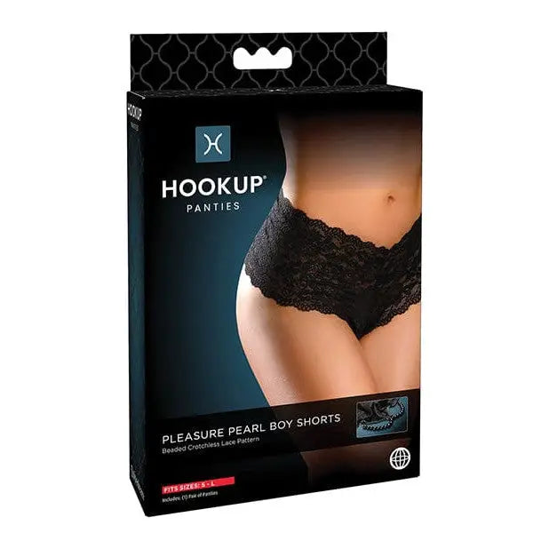 Hookup Panties Pleasure Pearl Boy Shorts Black