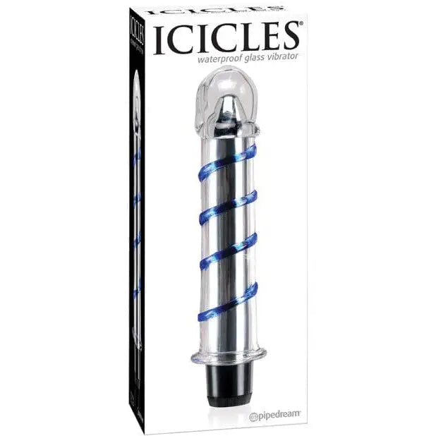 Icicles No. 20 Hand Blown Glass Vibrator Waterproof - Clear W/blue Swirls