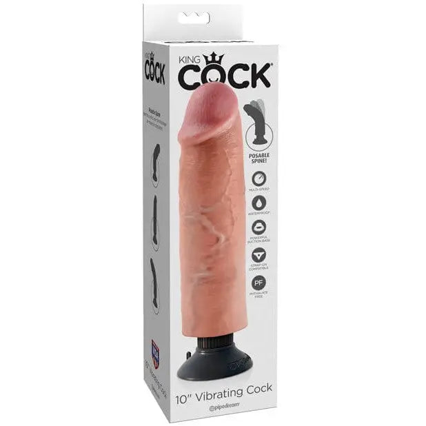 King Cock 10" Vibrating Cock - Flesh