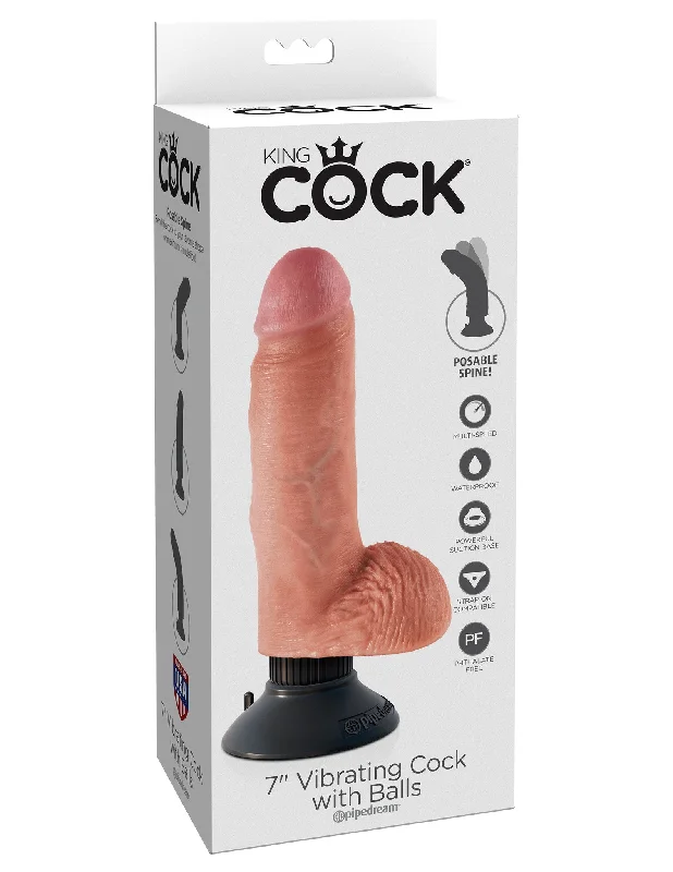 KING COCK 7 in. with Balls Vibrating REALISTIC DILDO