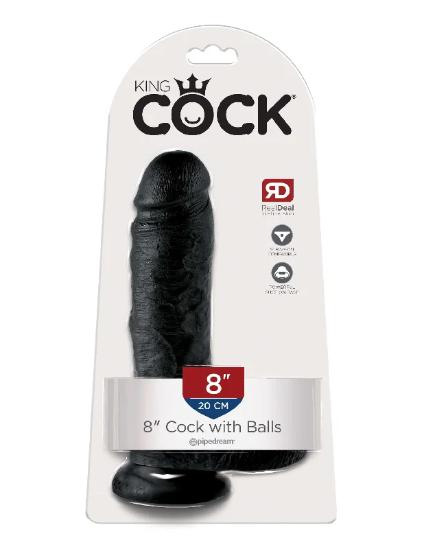 King Cock 8 inches with Balls Black Dildo Real Deal RD