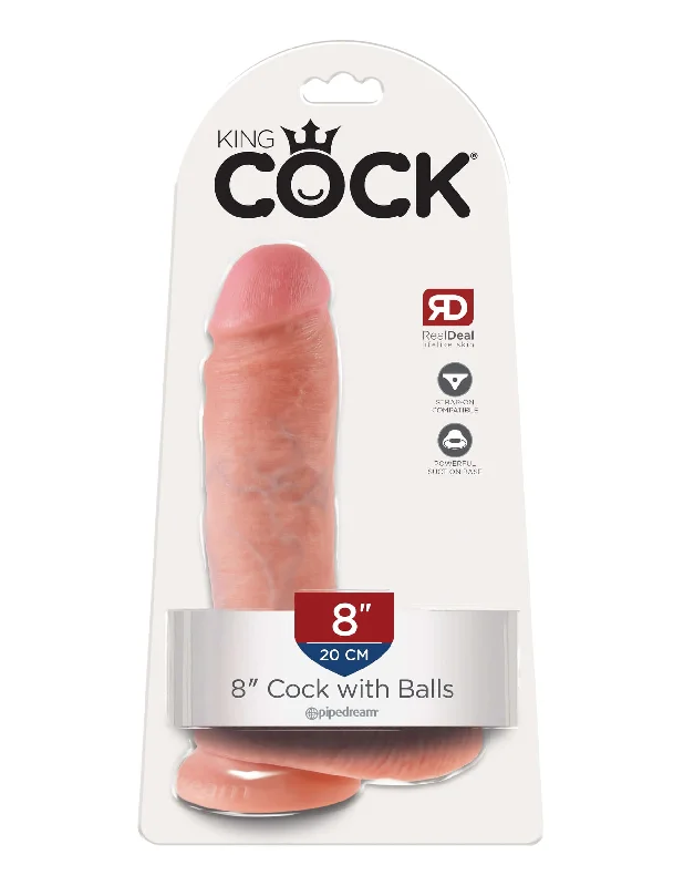 King Cock 8 inches with Balls Flesh Beige Dildo Real Deal RD