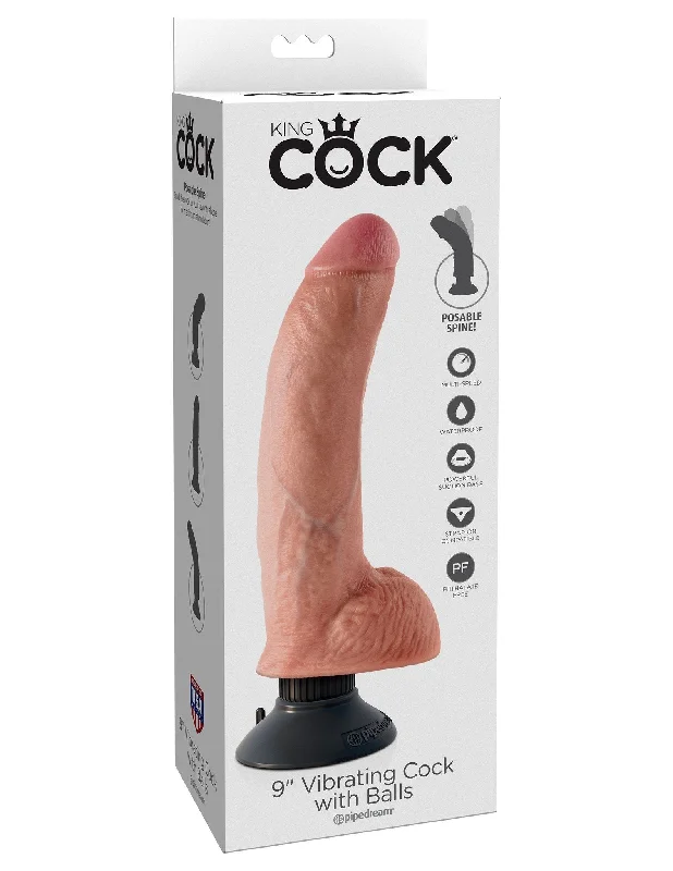 KING COCK 9 in. with Balls Vibrating REALISTIC DILDO