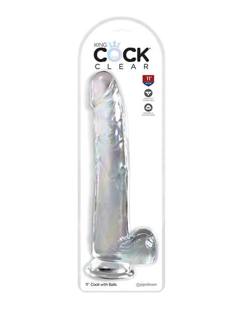 King Cock Clear 11 inches Dildo with Balls