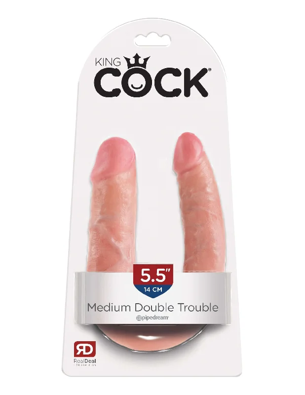 King Cock U Shaped Double Trouble Medium Brown Dildo