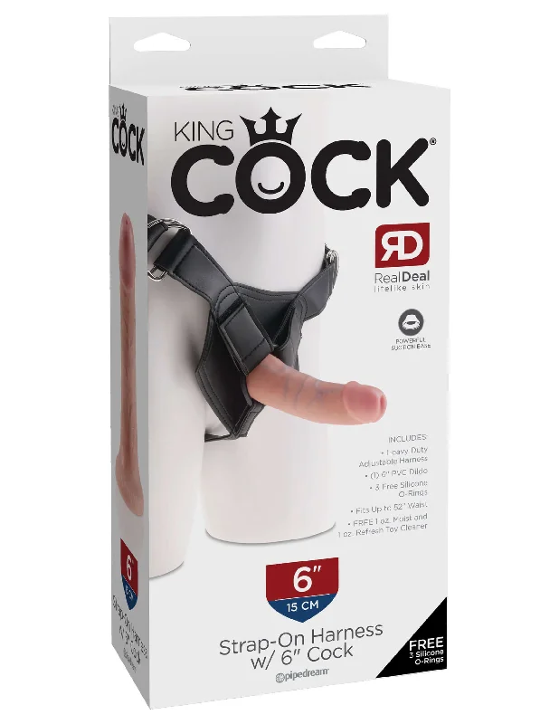 King Cock Strap-On Harness with 6-Inch Beige Realistic Dildo - Real Deal RD