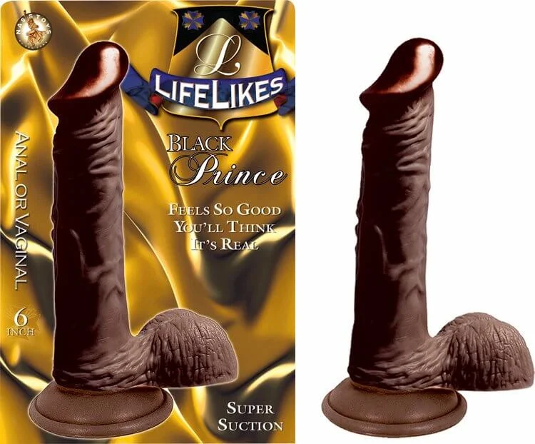 Lifelikes Black Dong Prince - 6-Inch Realistic Suction Cup Dildo, Harness Compatible