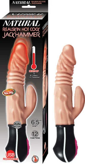 Natural Real Skin Hot Cock Jackhammer Beige Vibrator