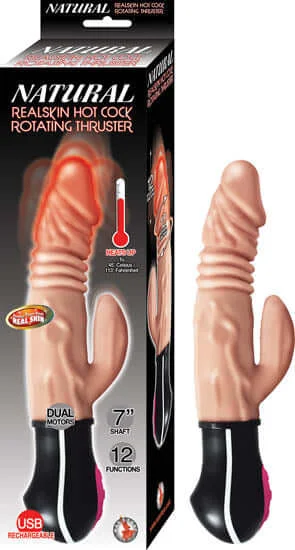 Experience the Ultimate Pleasure with Nasstoys of New York Natural Real Skin Hot Cock Rotating Thruster Beige Vibrator!