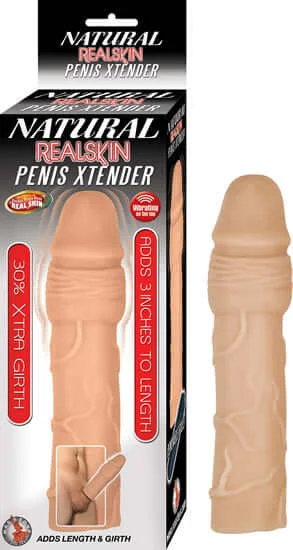 Natural Realskin Penis Xtender Flesh - Vibrating Extension Sleeve