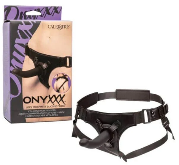 Onyxxx Jock Strap with 6” Silicone Probe – Adjustable Strap-On for Versatile Play