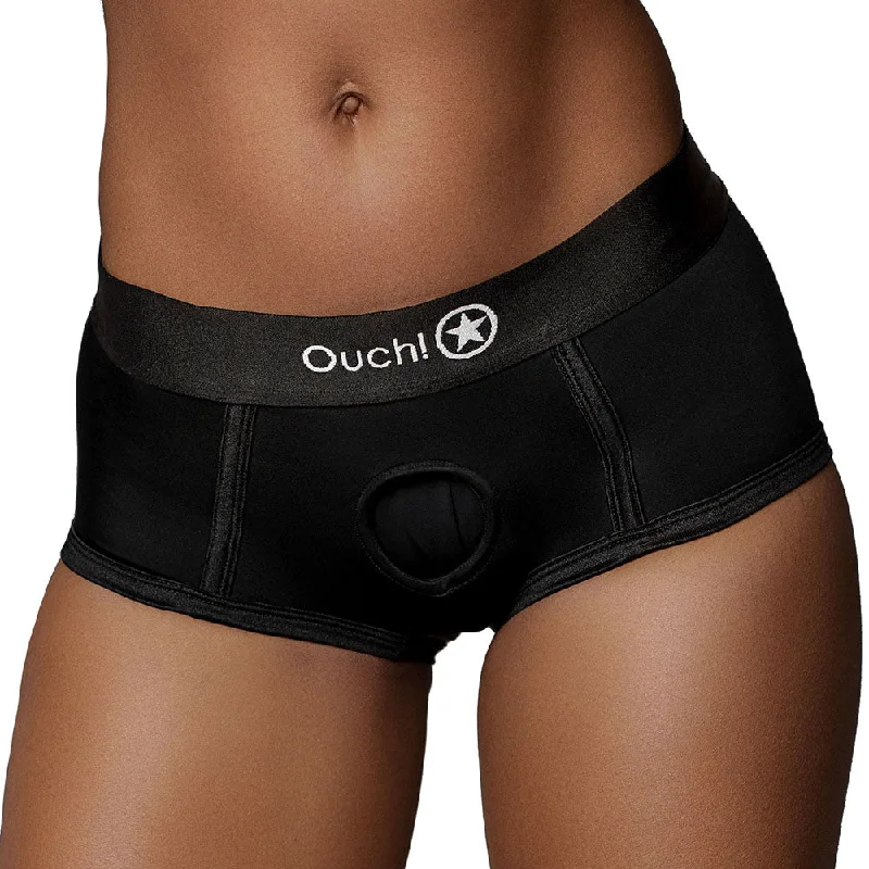 Ouch! Black Vibrating Strap-on Brief /L