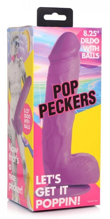 Experience Colorful Ecstasy: Pop Peckers 8.25-Inch Purple Dildo with Suction Cup