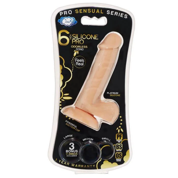 Pro Sensual Premium 6-Inch Silicone Dong with Bonus C-Rings | Realistic Feel and Versatile Pleasure